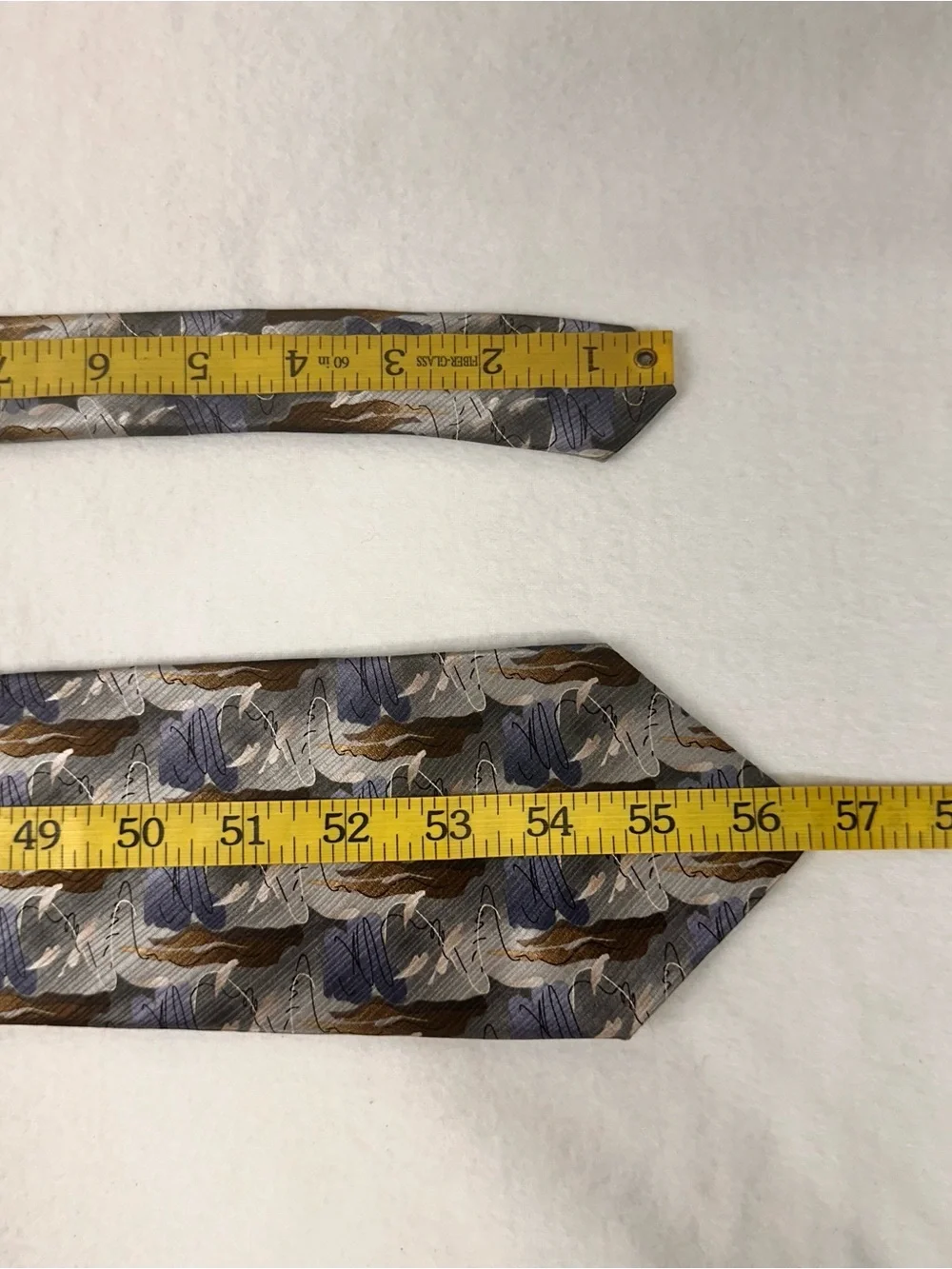 Men's Abstract Pattern Silk Tie in Gray, Blue & Brown
